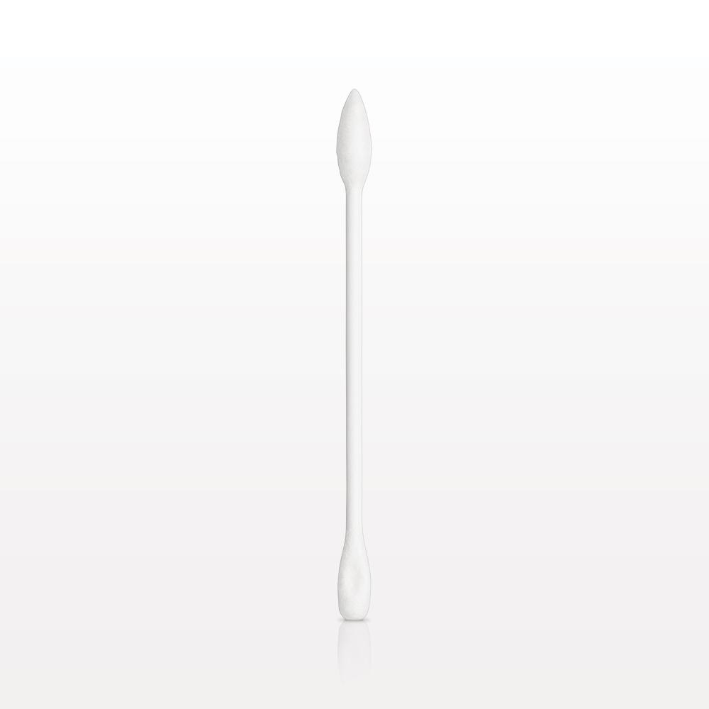 Dual Ended Point/Flat Round Tip Swab with White Handle; 50/Bag
