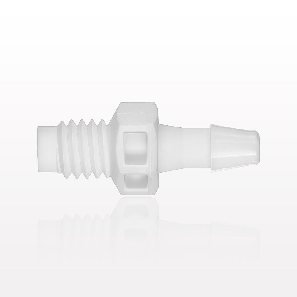 Threaded Connector, Barbed, White