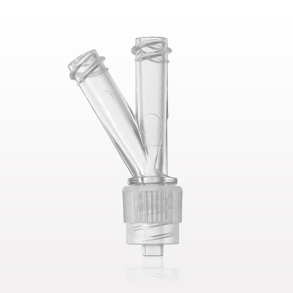 Y Connector, 2 Female Luer Locks, Male Luer w/Spin Lock, Natural