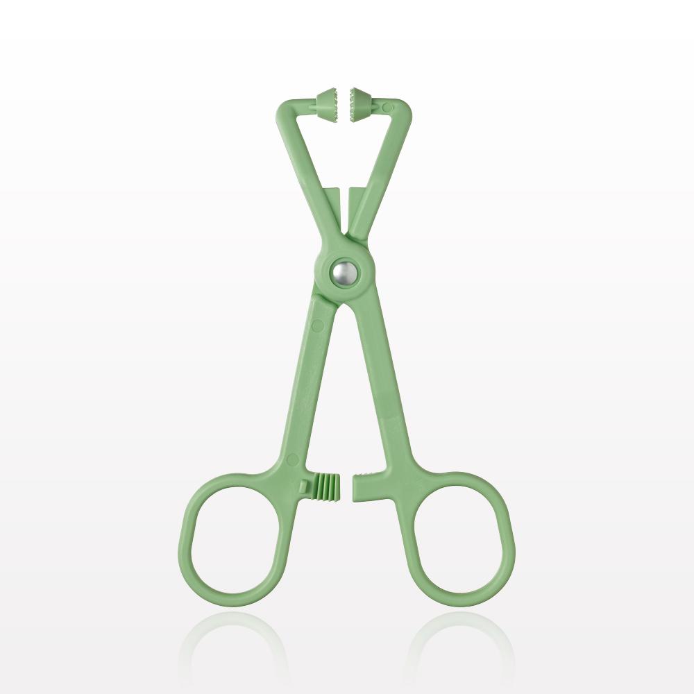 Single-Use Locking Forceps, Curved, Green