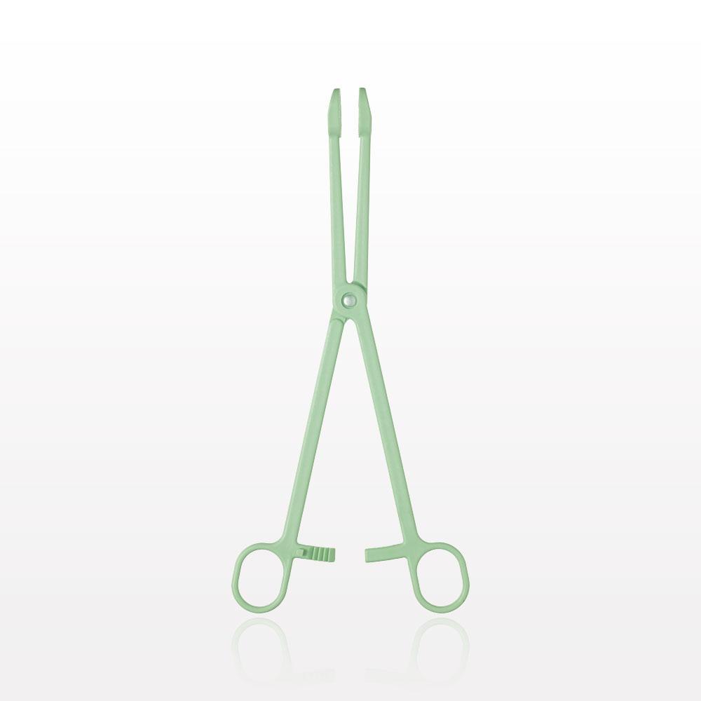 Single-Use Locking Forceps, Round Tips, Green