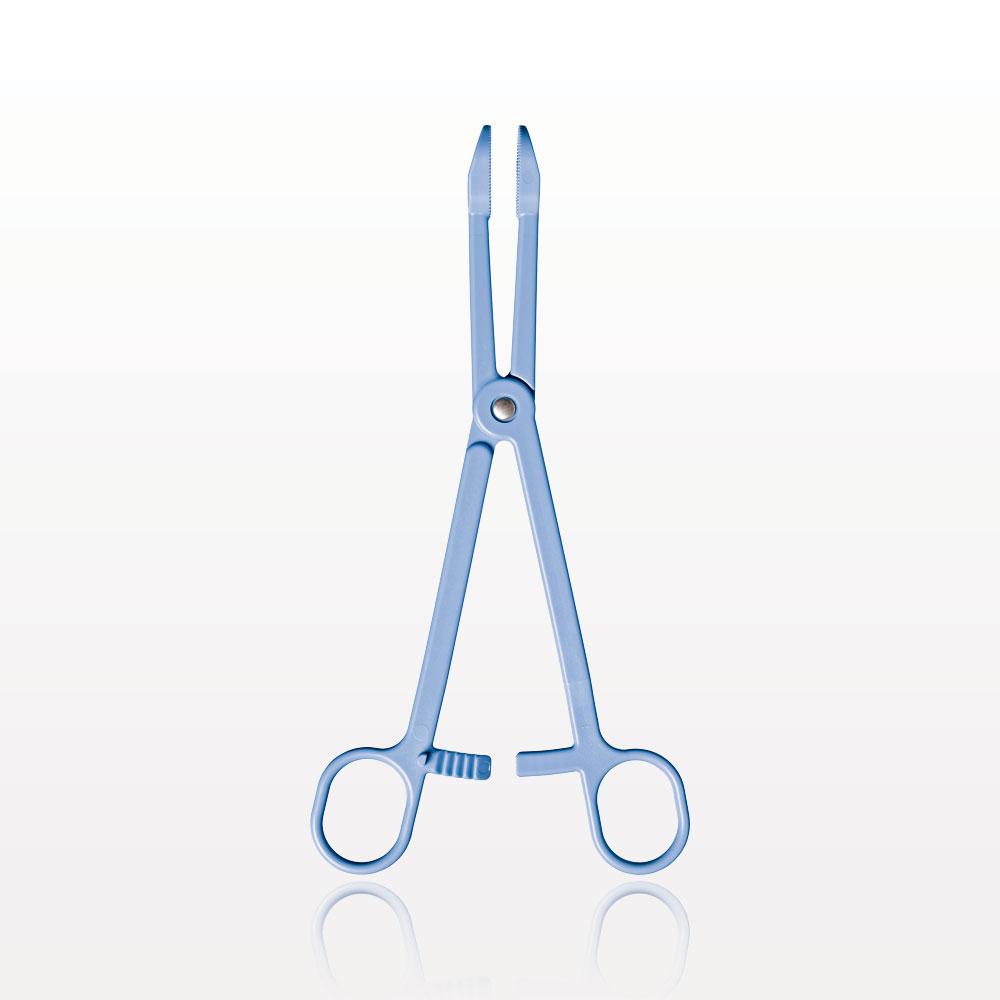 Single-Use Locking Forceps, Round Tips, Light Blue