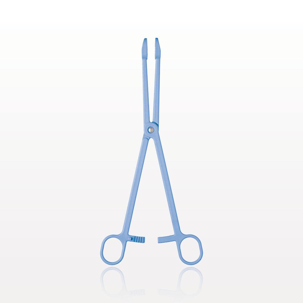 Single-Use Locking Forceps, Round Tips, Light Blue
