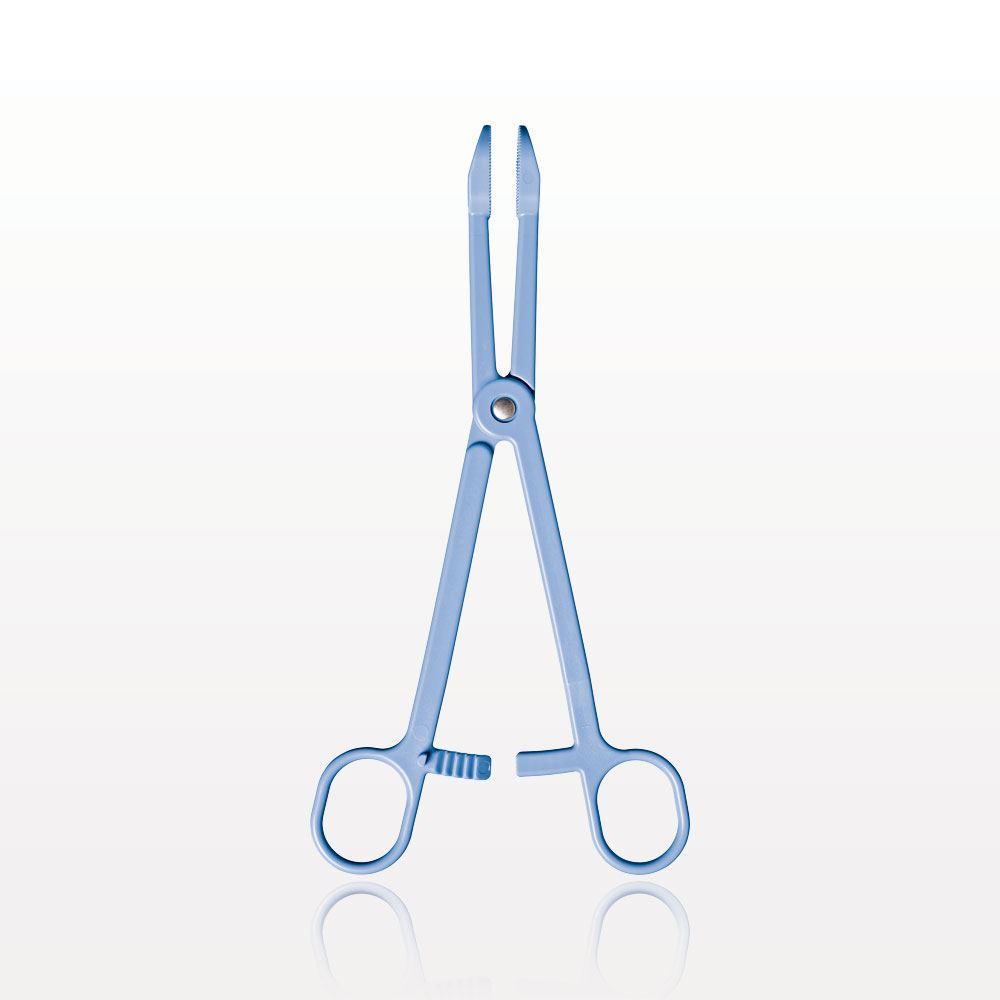 Single-Use Locking Forceps, Round Tips, Light Blue