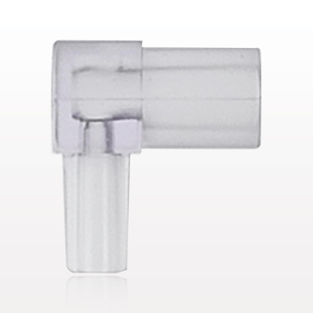 Elbow Connector, Female Luer Slip, Male Luer Slip, Clear