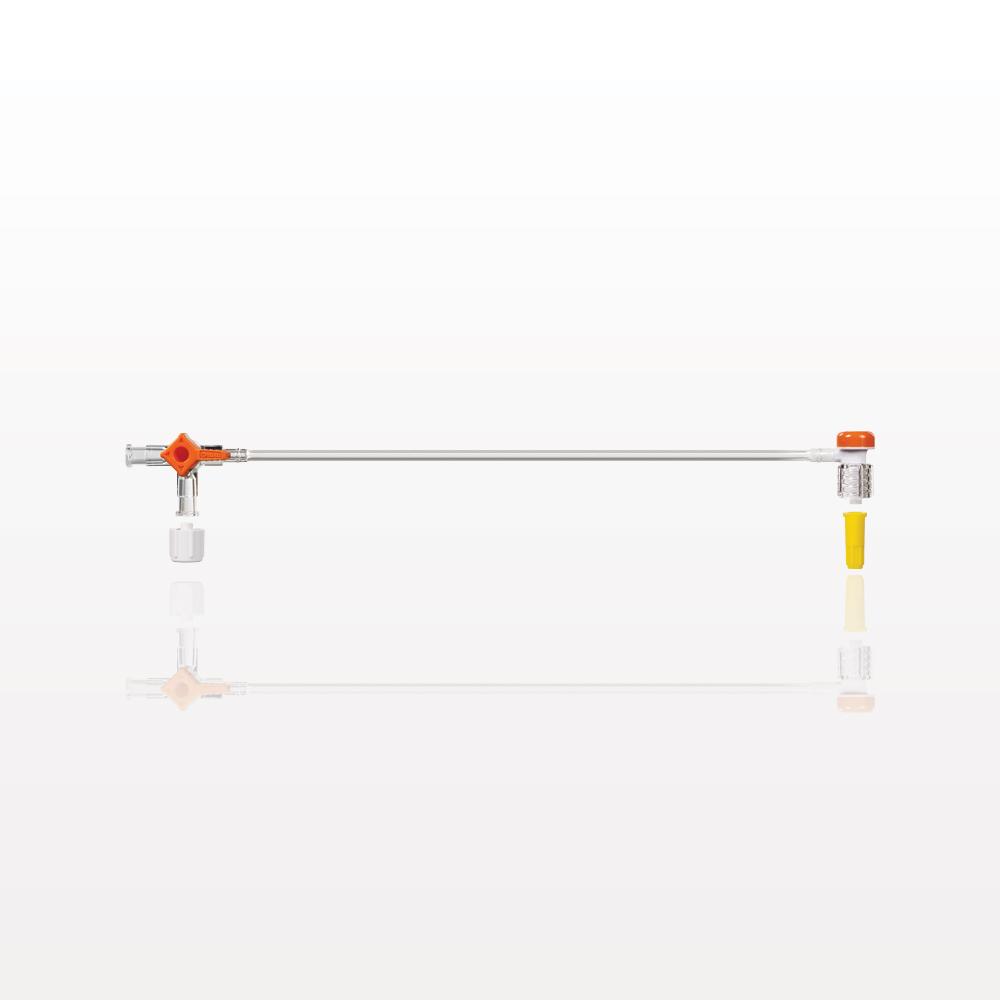 Extension Line, Hemostasis Valve with Male Luer Lock & Female Cap to 3-Way Stopcock & Male Luer Cap