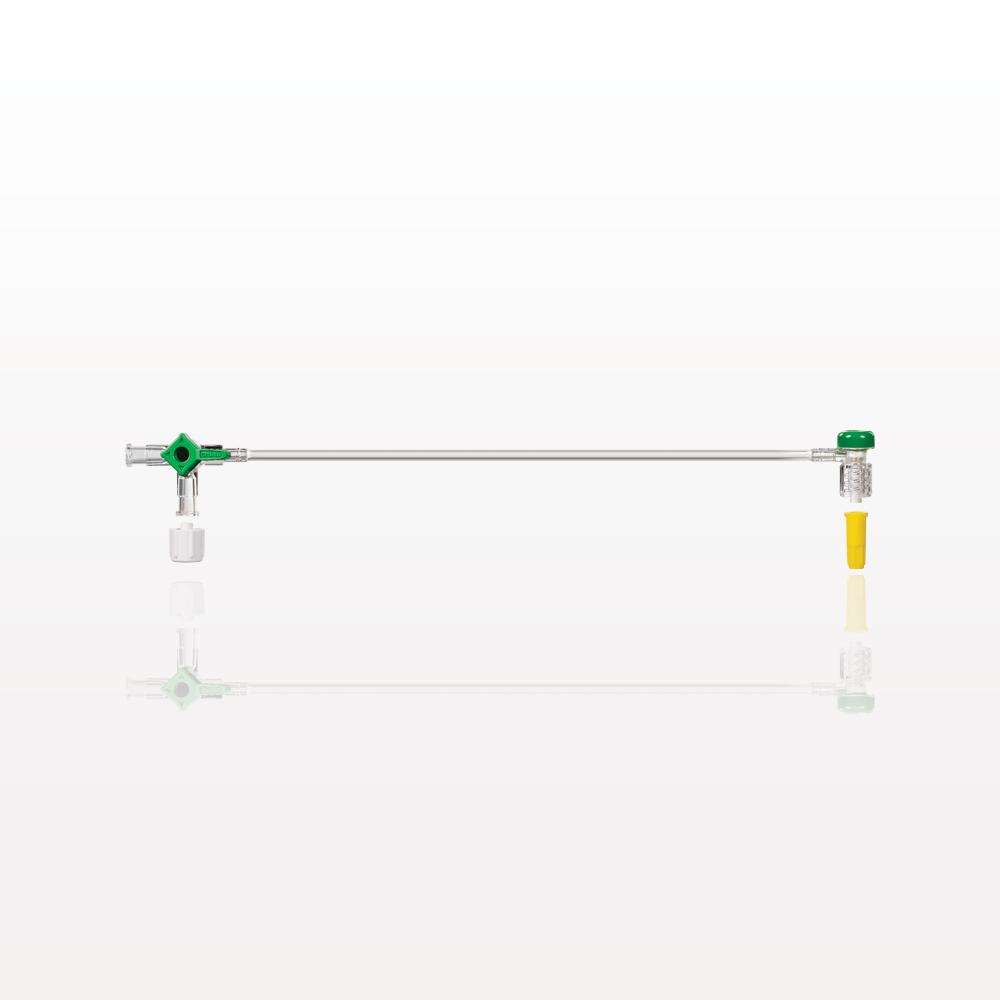 Extension Line, Hemostasis Valve with Male Luer Lock & Female Cap to 3-Way Stopcock & Male Luer Cap