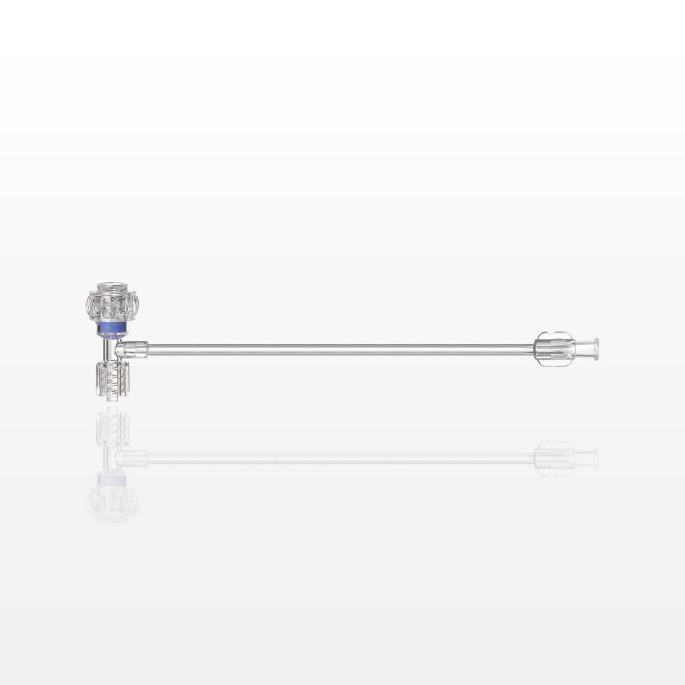 Extension Line, Tuohy Borst Adapter with Swivel Male Luer Lock to Female Luer Lock and Male Luer Cap