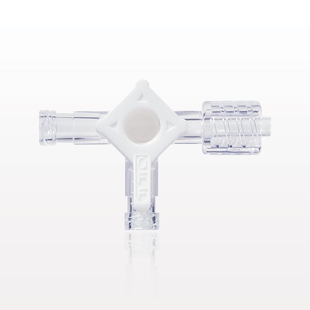 4-Way Stopcock, 2 Female Luer Locks, Swivel Male Luer Lock