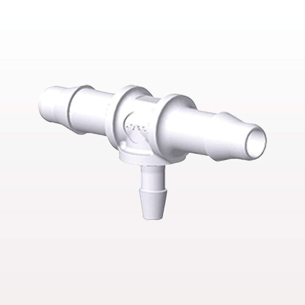 T Connector, Reducer, Barbed, White, 100/Bag