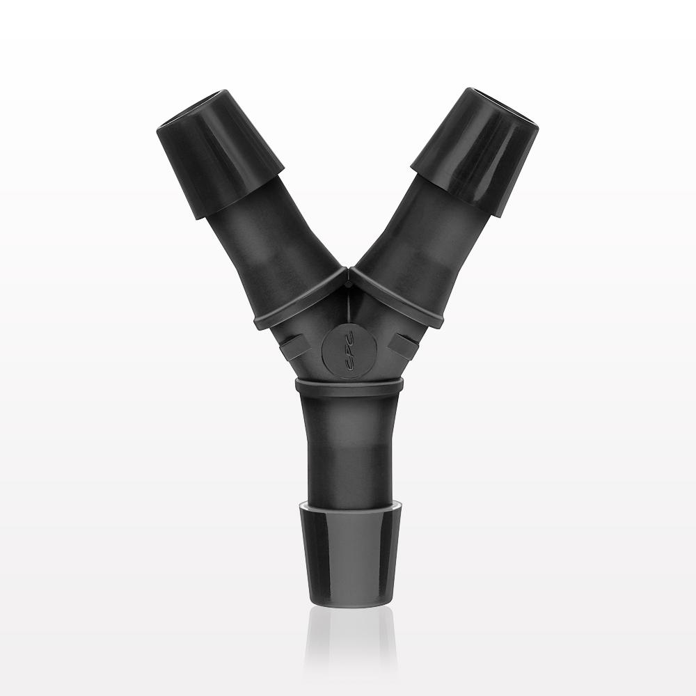 Y Connector, Barbed, Black, 100/Bag