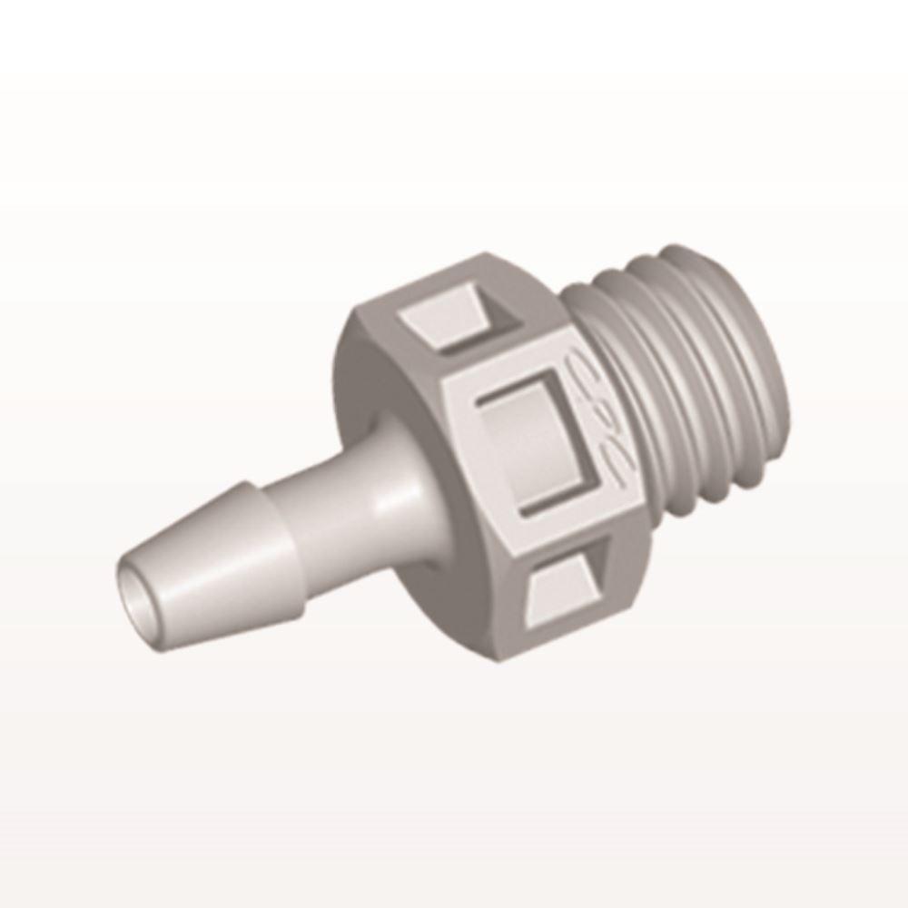 Threaded Connector, Barbed, Natural, 100/Bag