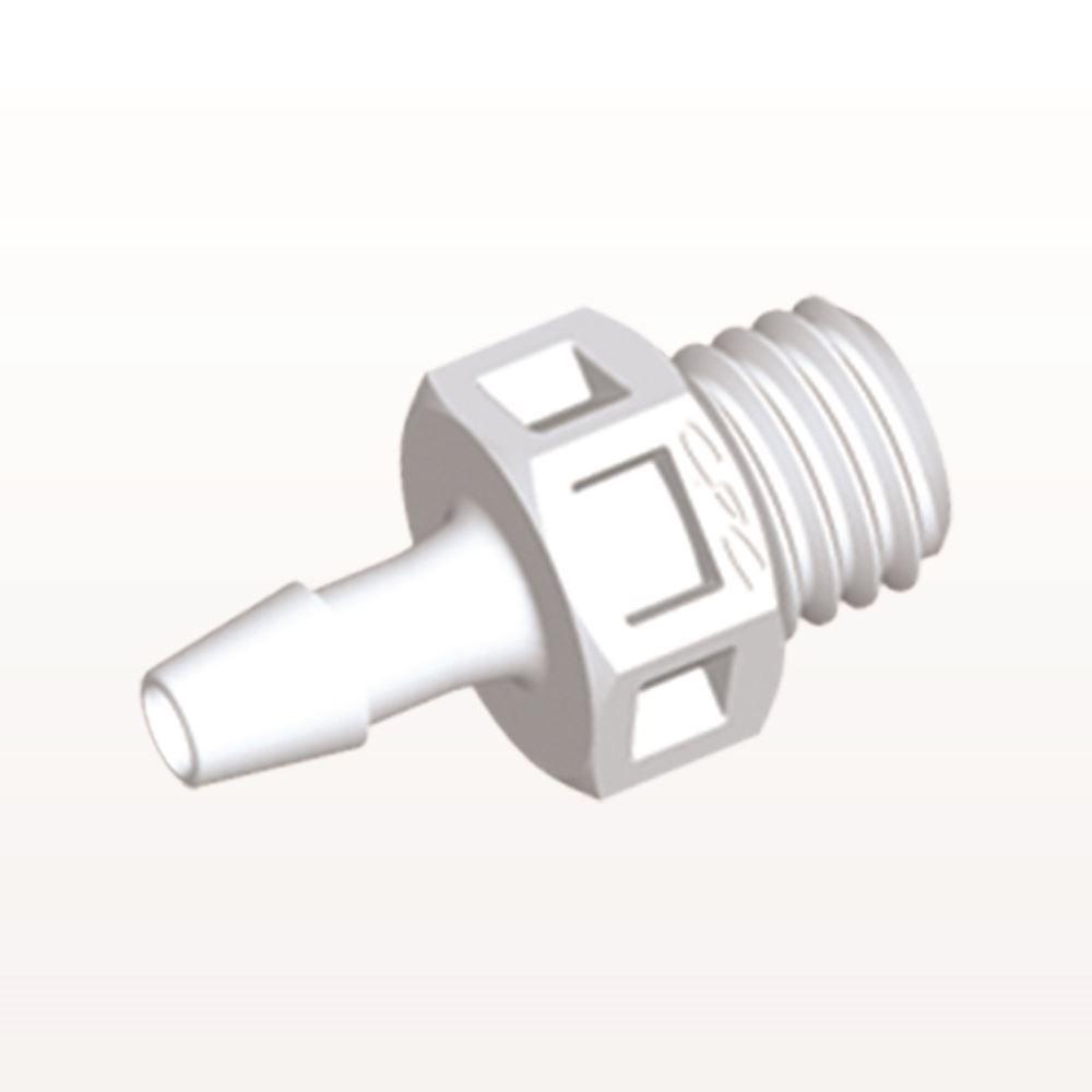 Threaded Connector, Barbed, White, 100/Bag