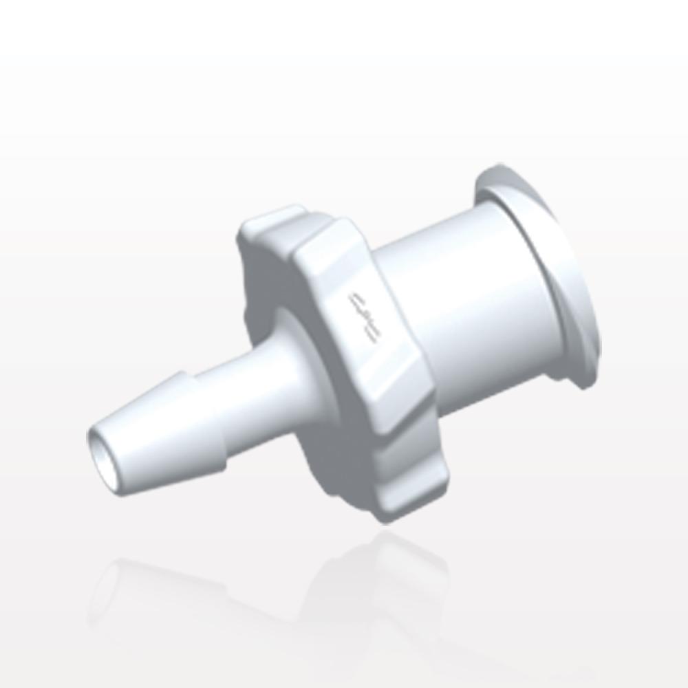 Female Luer Lock, Barbed, White, 100/Bag