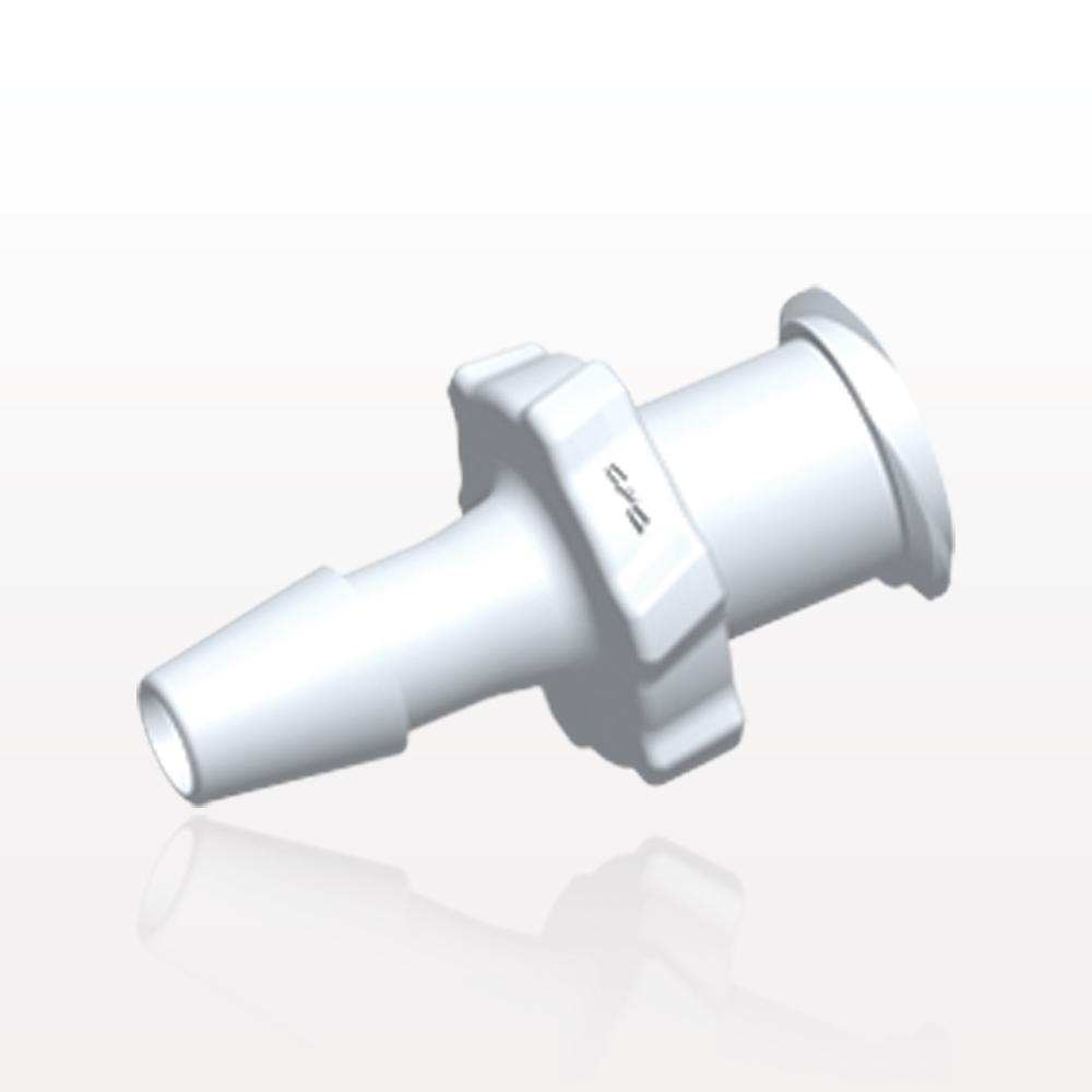Female Luer Lock, Barbed, White, 100/Bag