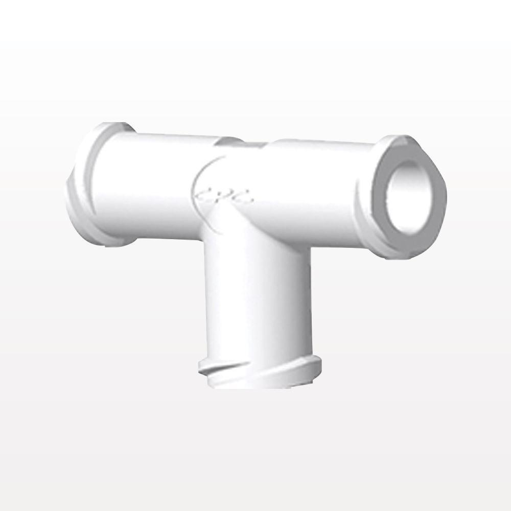 T Connector, Female Luer Locks, White, 100/Bag