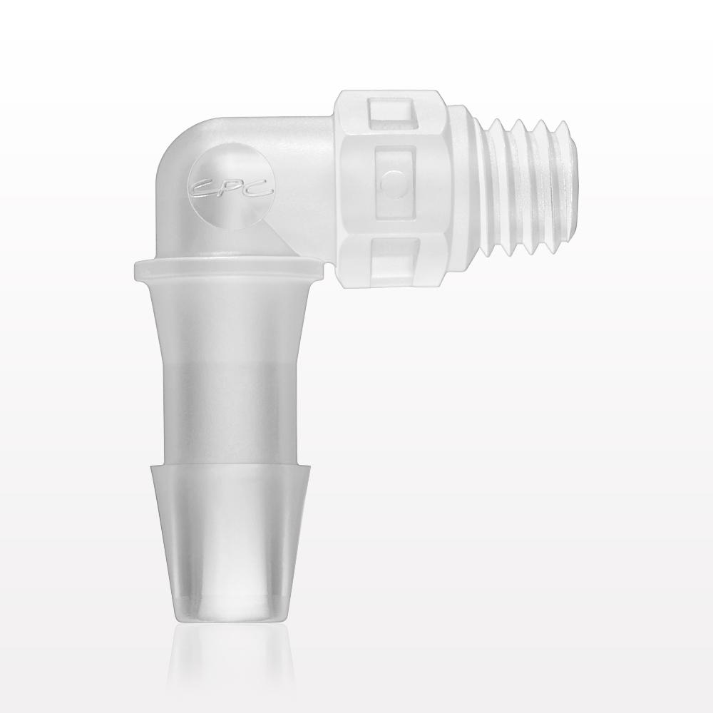 Threaded Elbow Connector, Barbed, Natural, 100/Bag