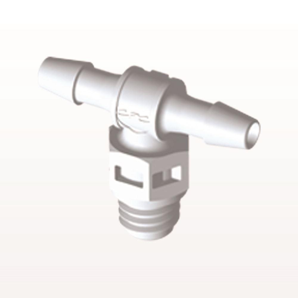 Threaded T Connector Barbed, White, 100/Bag