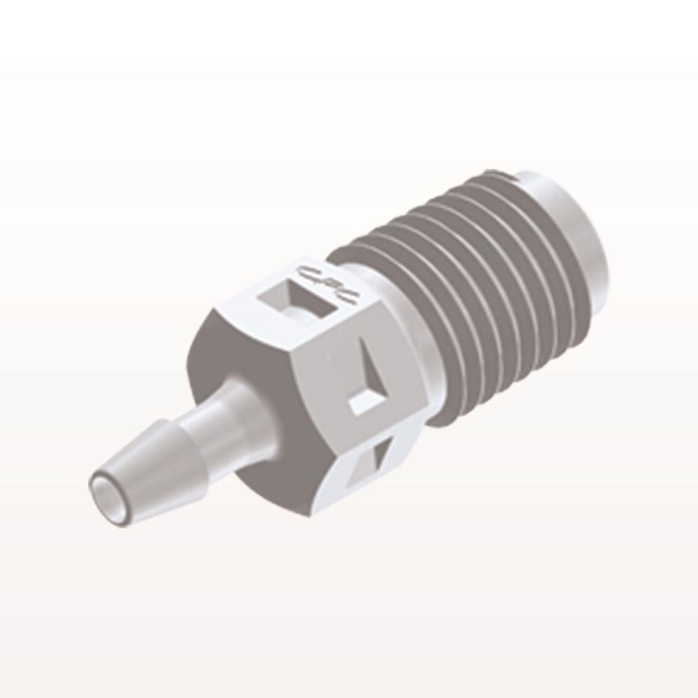 Threaded Connector, Barbed, White, 100/Bag