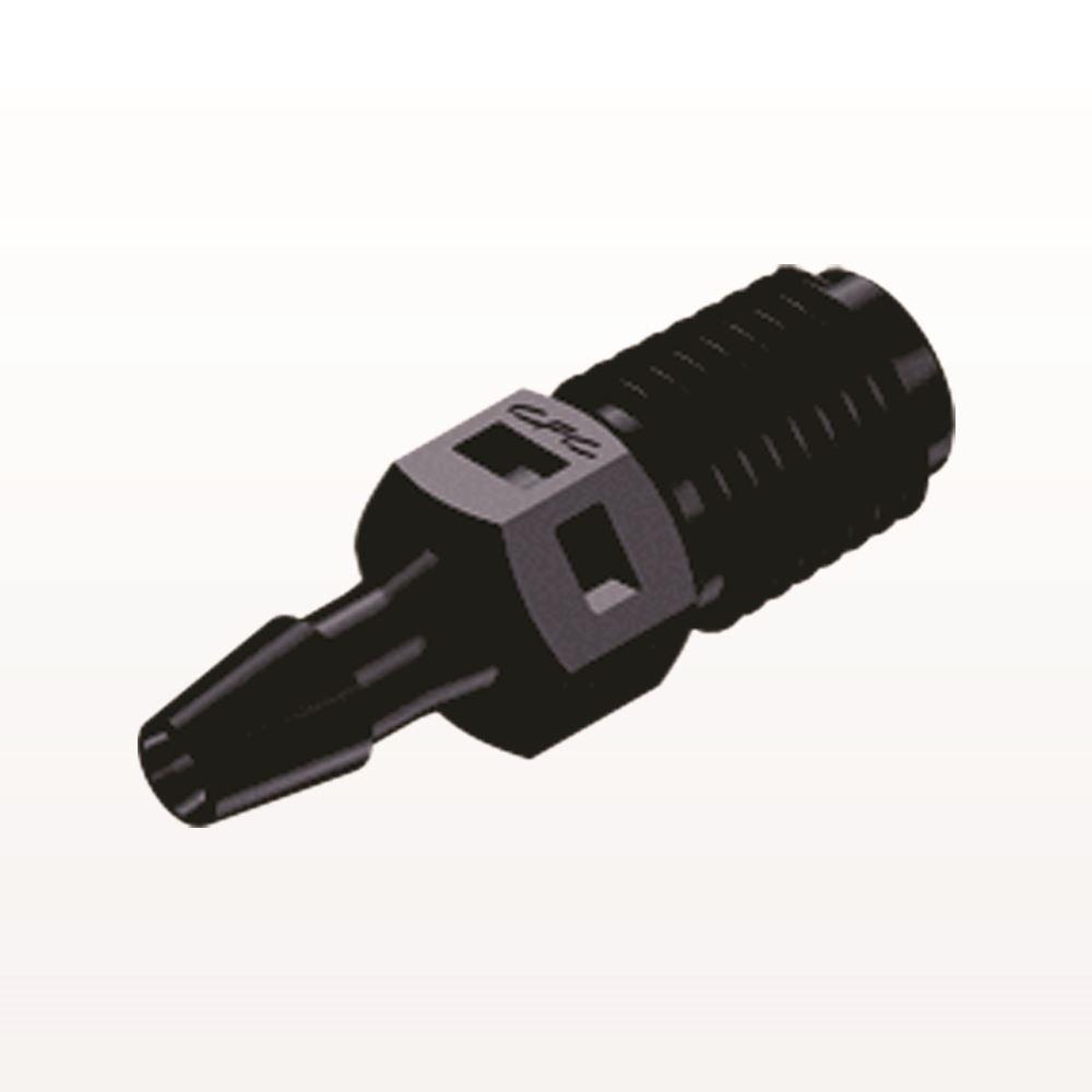 Threaded Connector, Barbed, Black, 100/Bag