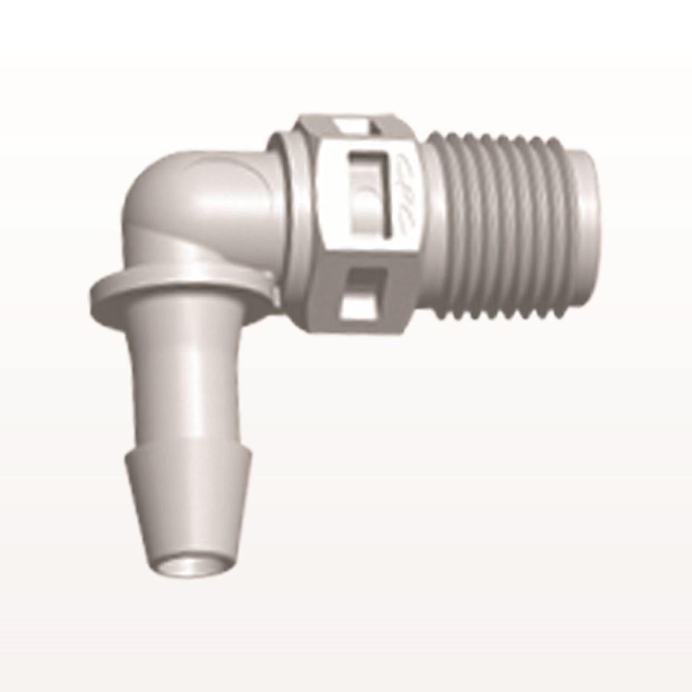 Threaded Elbow Connector, Barbed, Natural, 100/Bag
