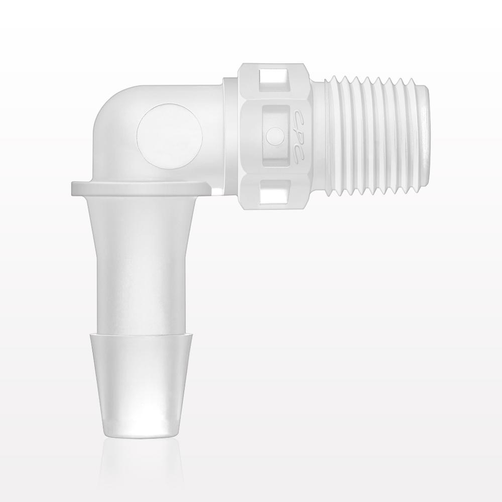 Threaded Elbow Connector, Barbed, Natural, 100/Bag