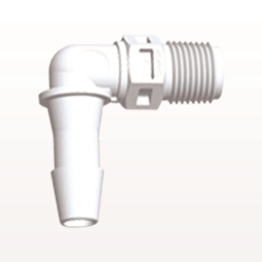 Elbow Connector, Barbed, White, 100/Bag
