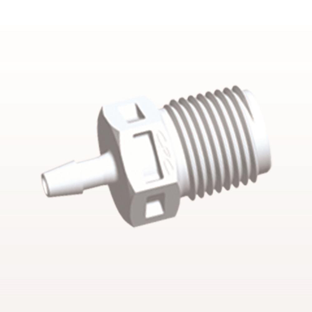 Threaded Connector, Barbed, White, 100/Bag