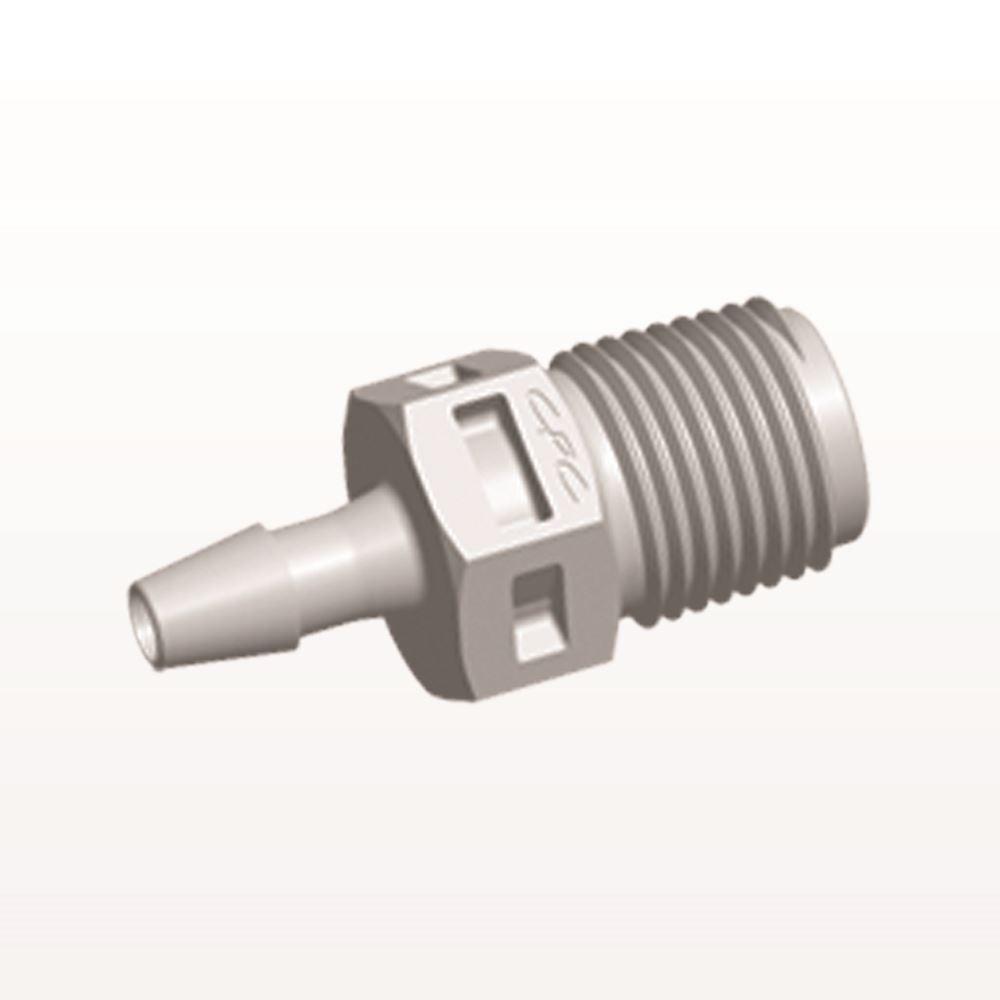 Threaded Connector, Barbed, Natural, 100/Bag