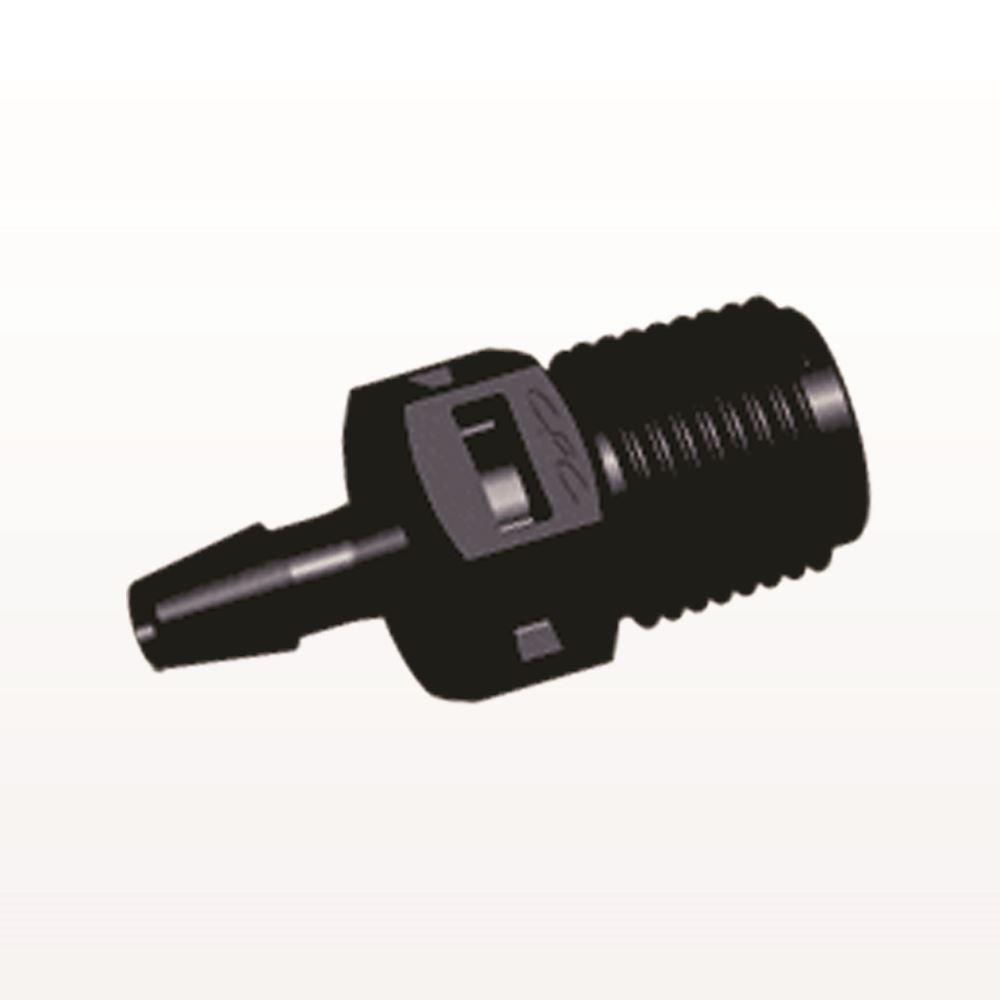 Threaded Connector, Barbed, Black, 100/Bag