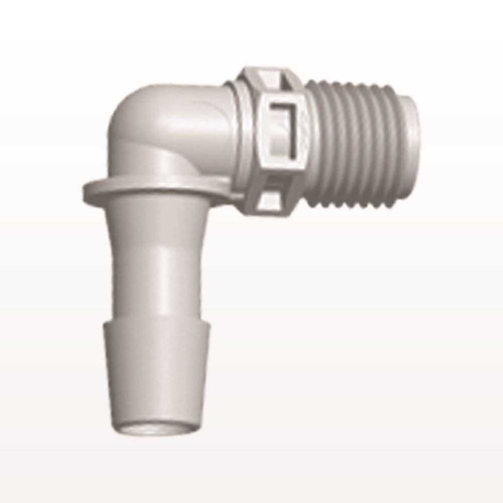 Threaded Elbow Connector, Barbed, Natural, 100/Bag
