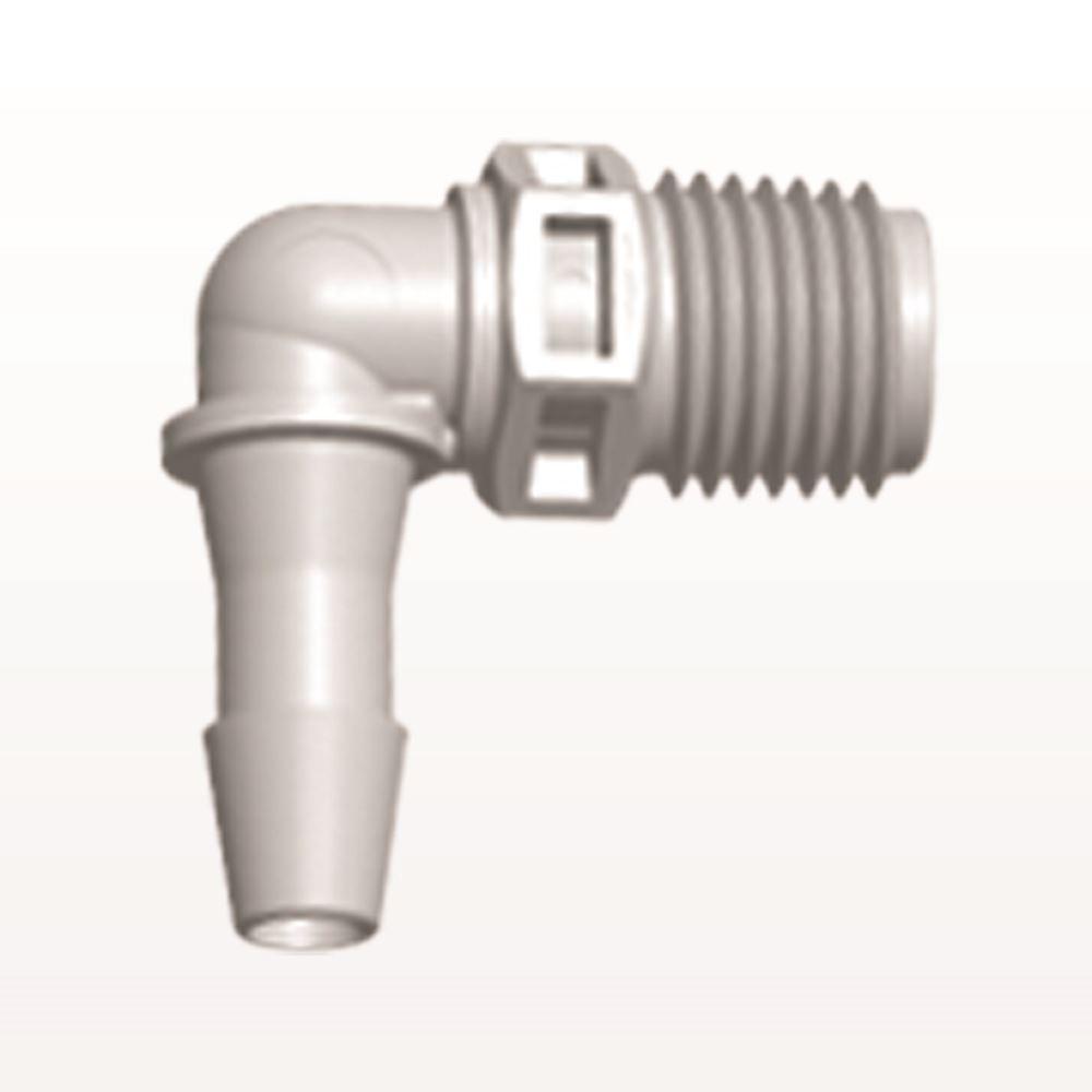 Threaded Elbow Connector, Barbed, Natural, 100/Bag