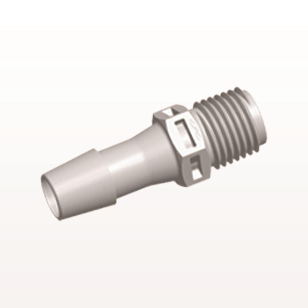 Threaded Connector, Barbed, Natural, 100/Bag