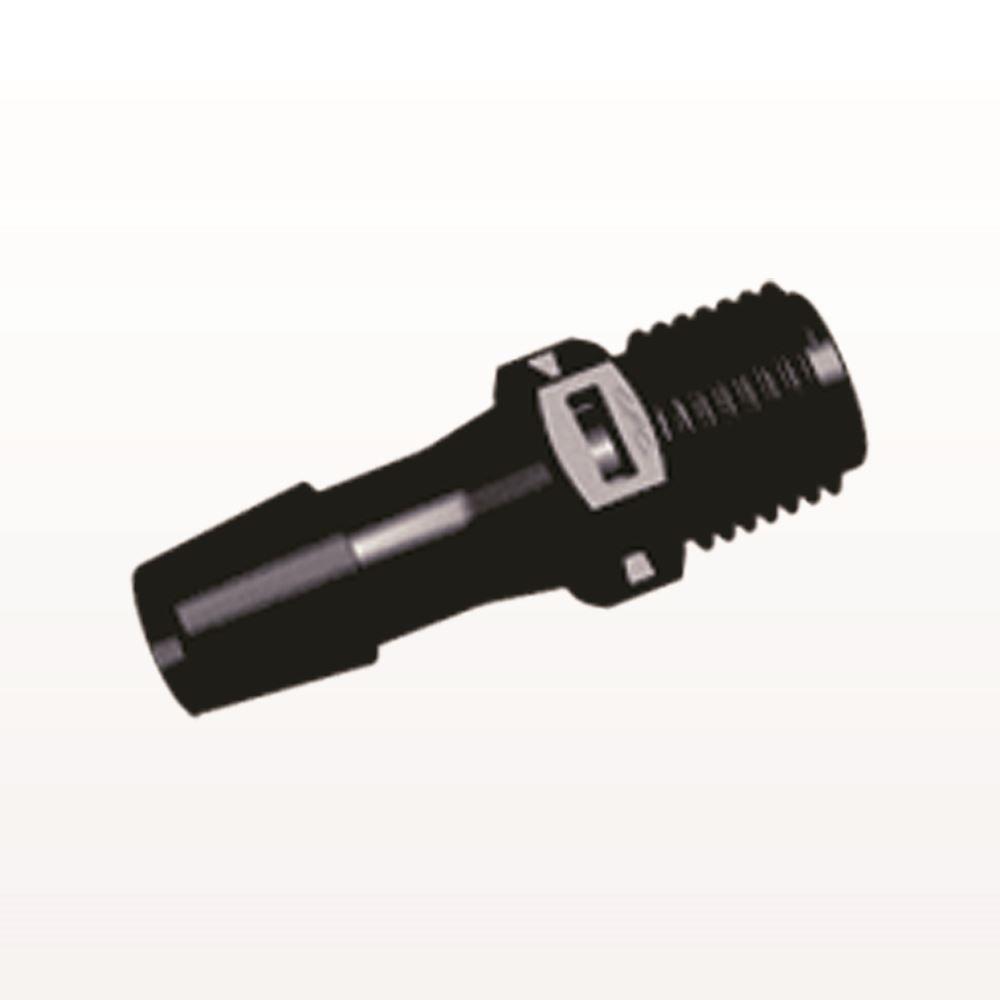 Threaded Connector, Barbed, Black, 100/Bag