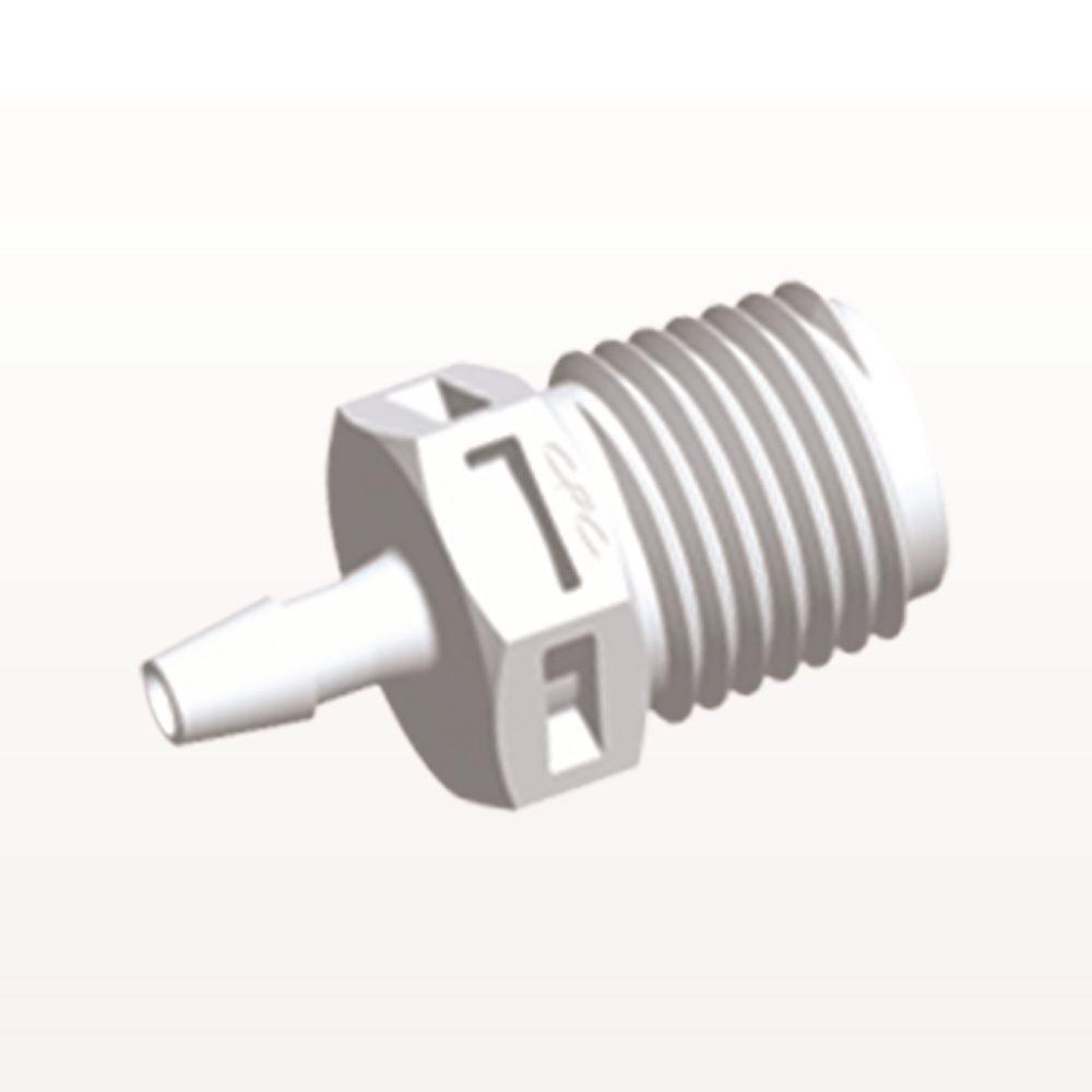 Threaded Connector, Barbed, White, 100/Bag