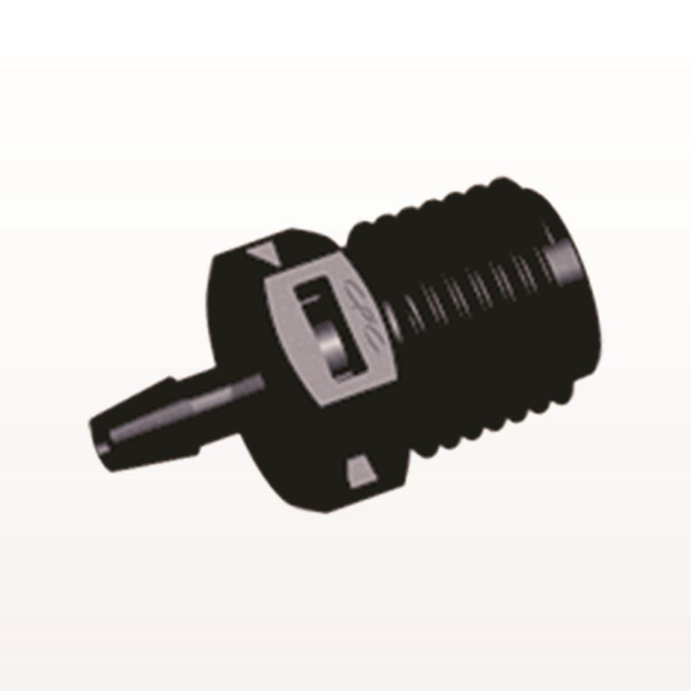 Threaded Connector, Barbed, Black, 100/Bag