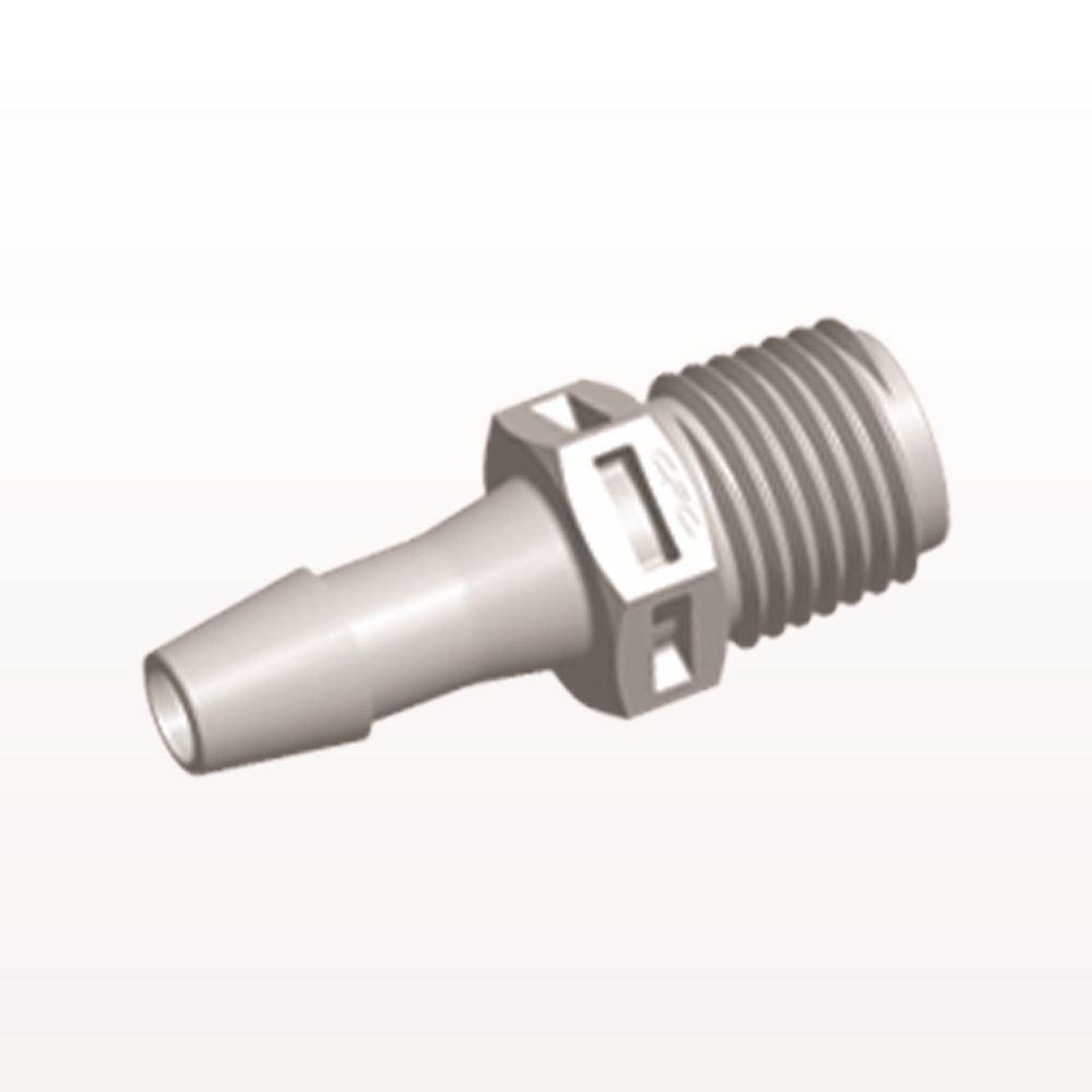 Threaded Connector, Barbed, Natural, 100/Bag
