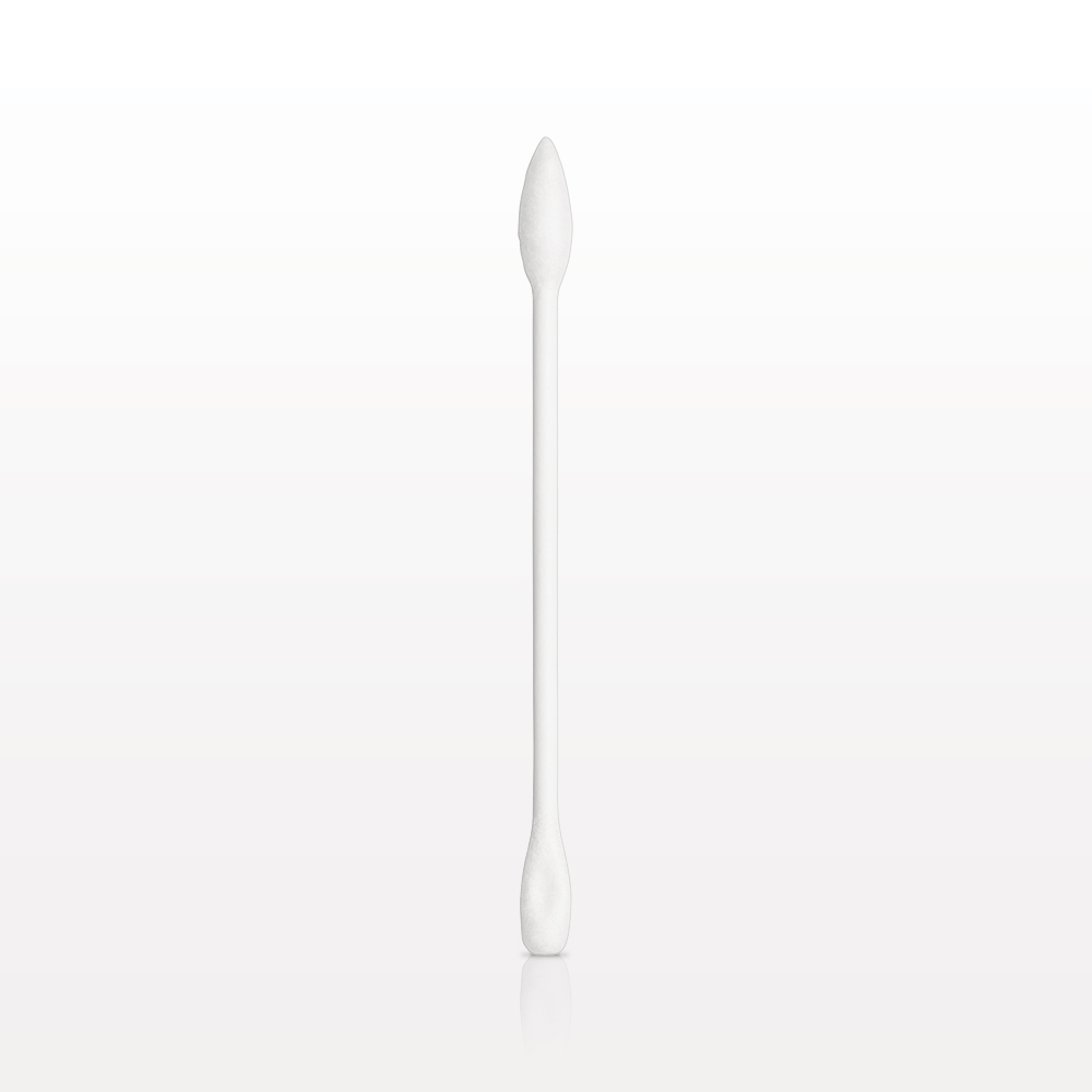 Dual Ended Point/Flat Round Tip Swab with White Handle; 50/Bag