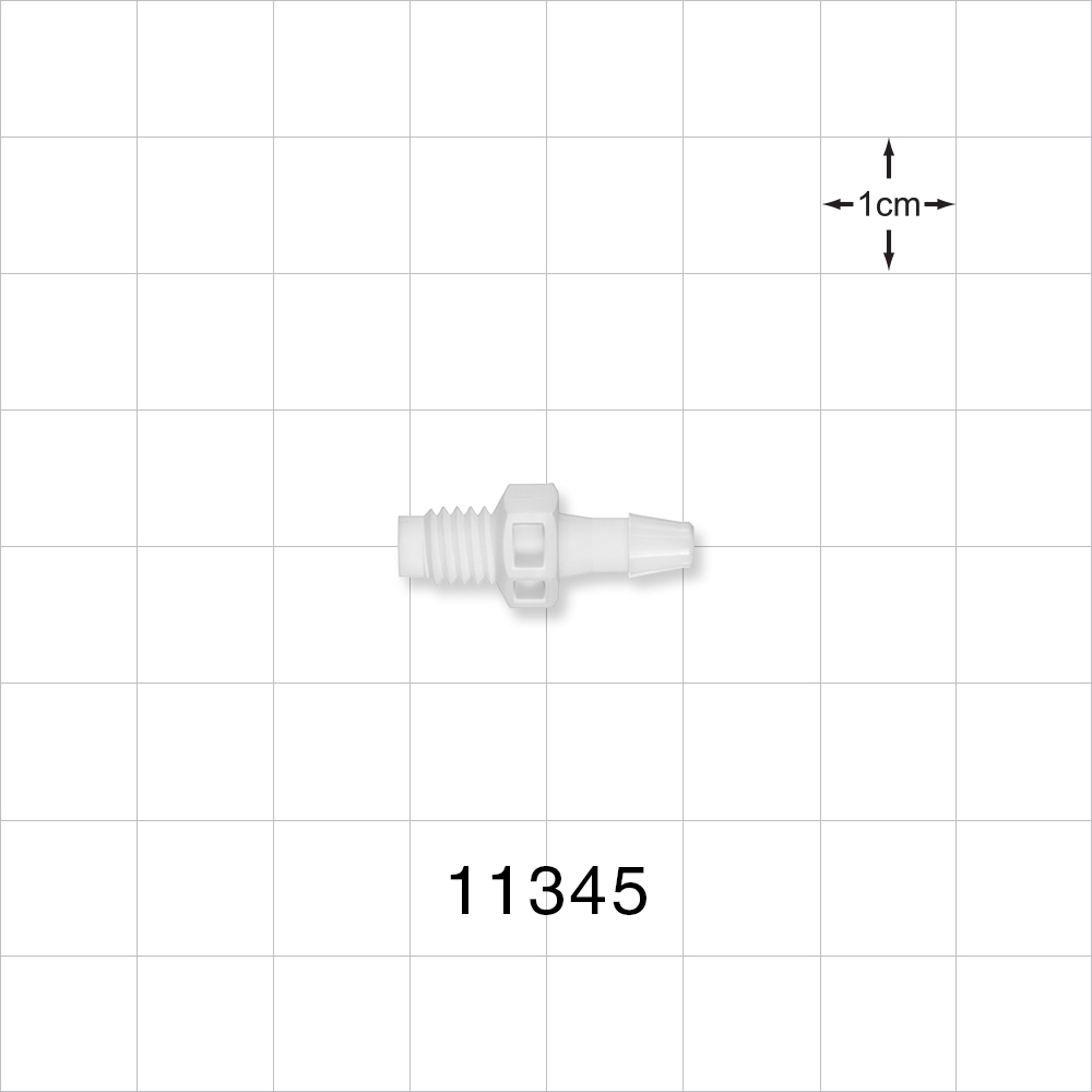 Threaded Connector, Barbed, White