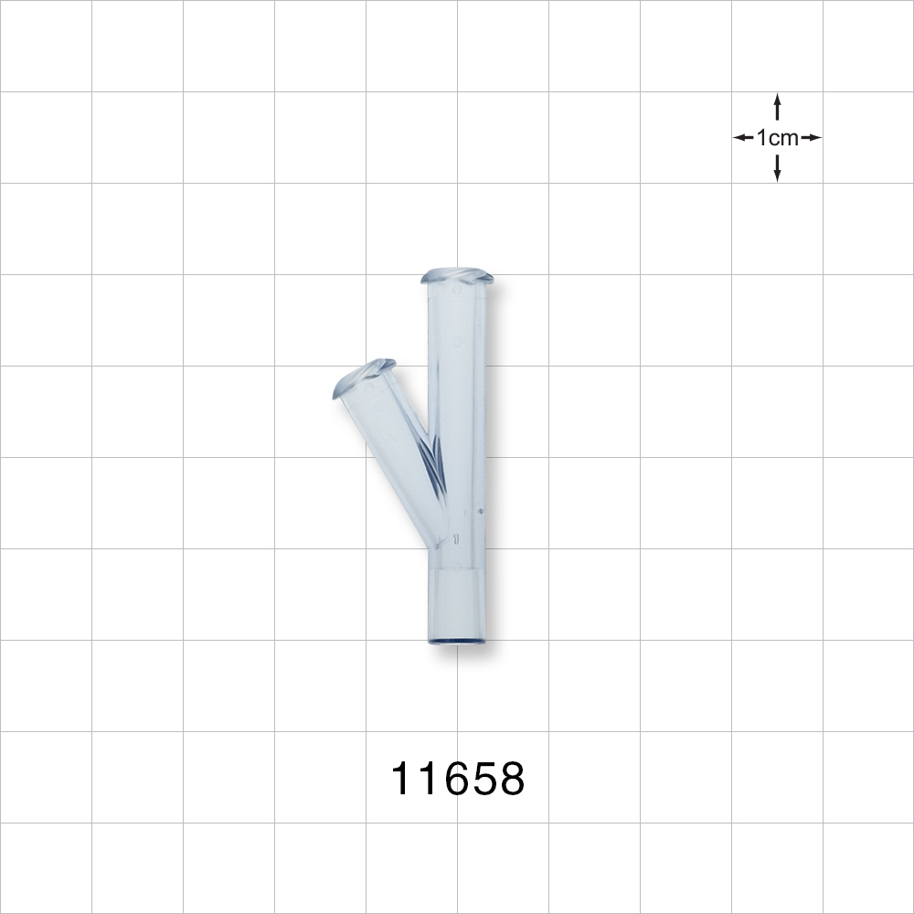 Y Connector, 2 Female Luer Locks, Tubing Port, Clear