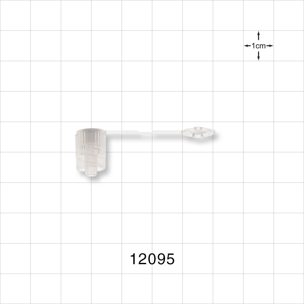 Male Luer Cap, Vented w/Strap and Hydrophobic Filter, White