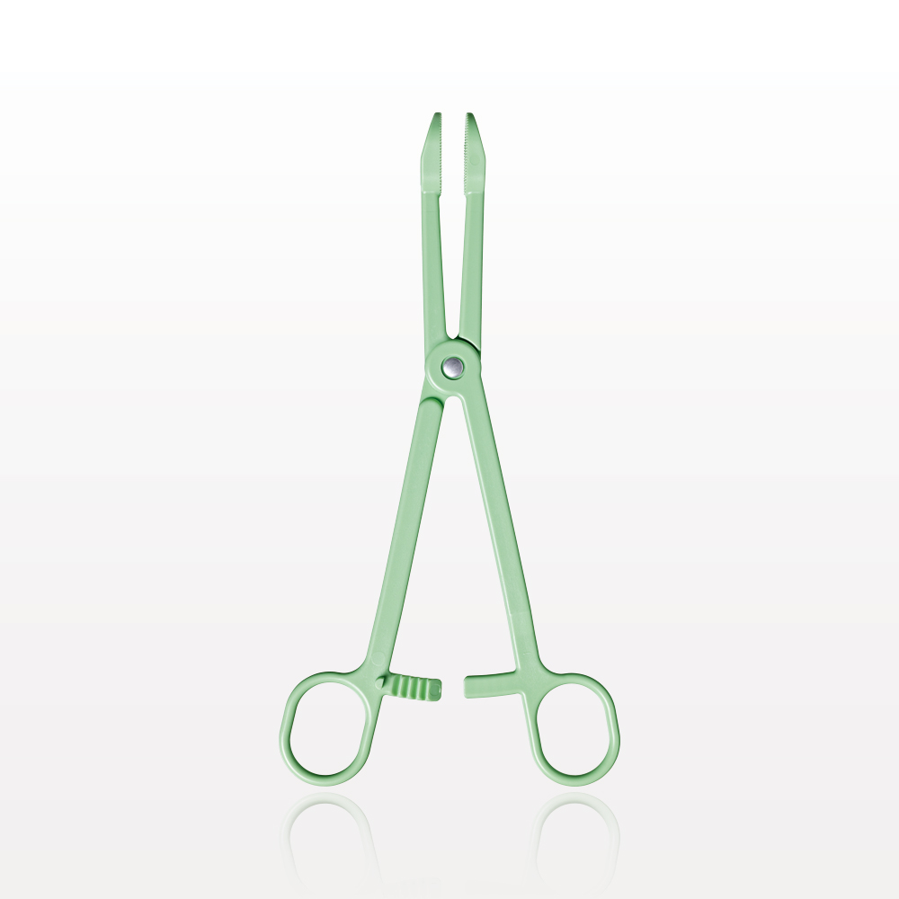 Single-Use Locking Forceps, Round Tips, Green
