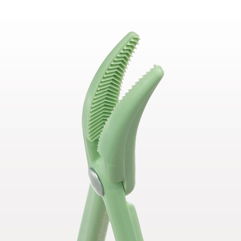Single-Use Locking Forceps, Curved, Green