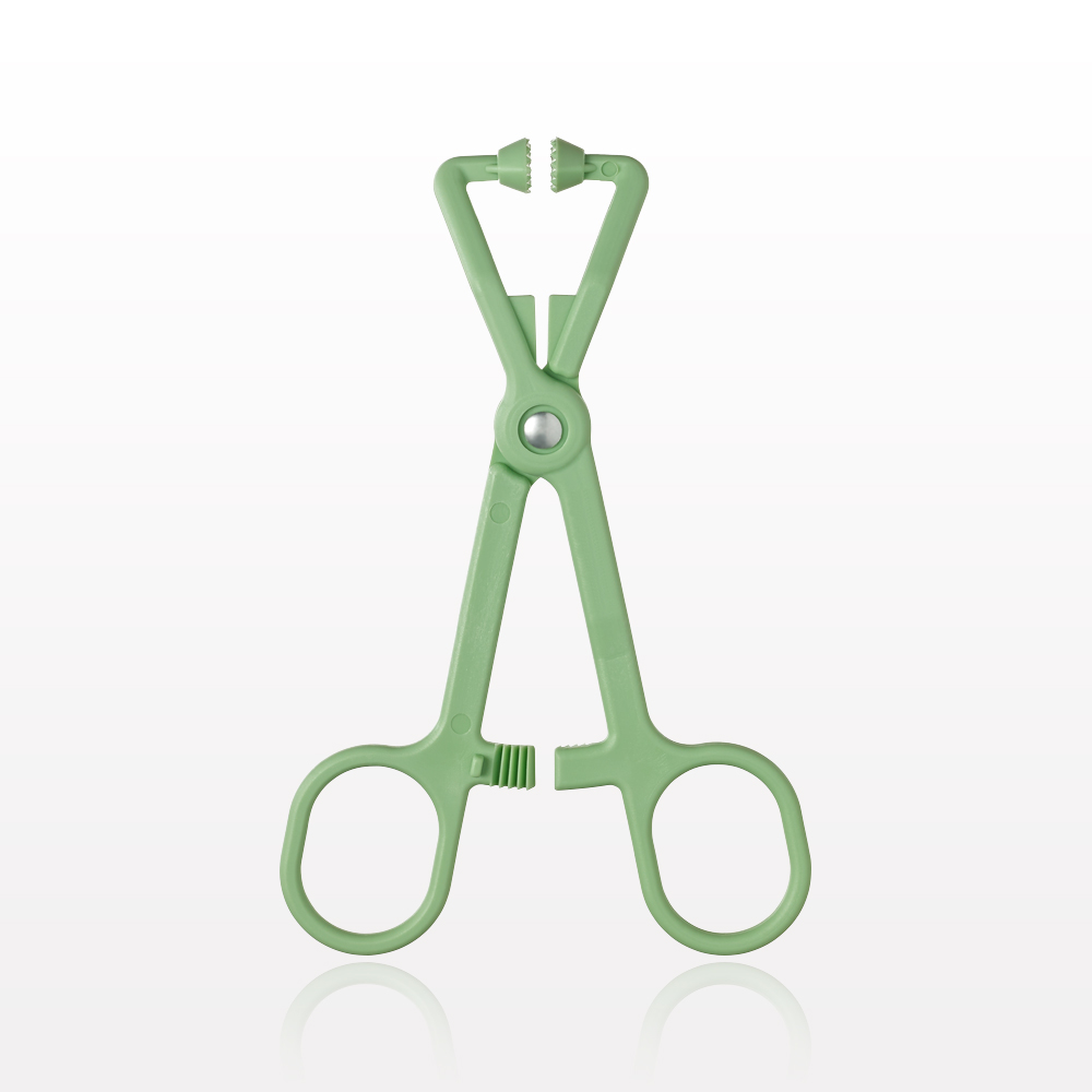 Single-Use Locking Forceps, Curved, Green