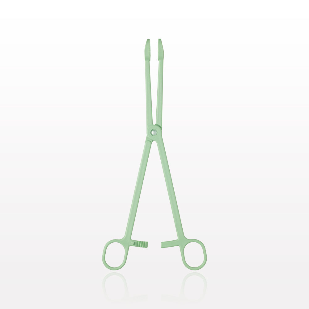 Single-Use Locking Forceps, Round Tips, Green