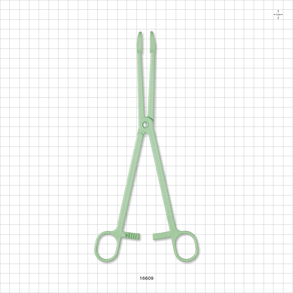 Single-Use Locking Forceps, Round Tips, Green