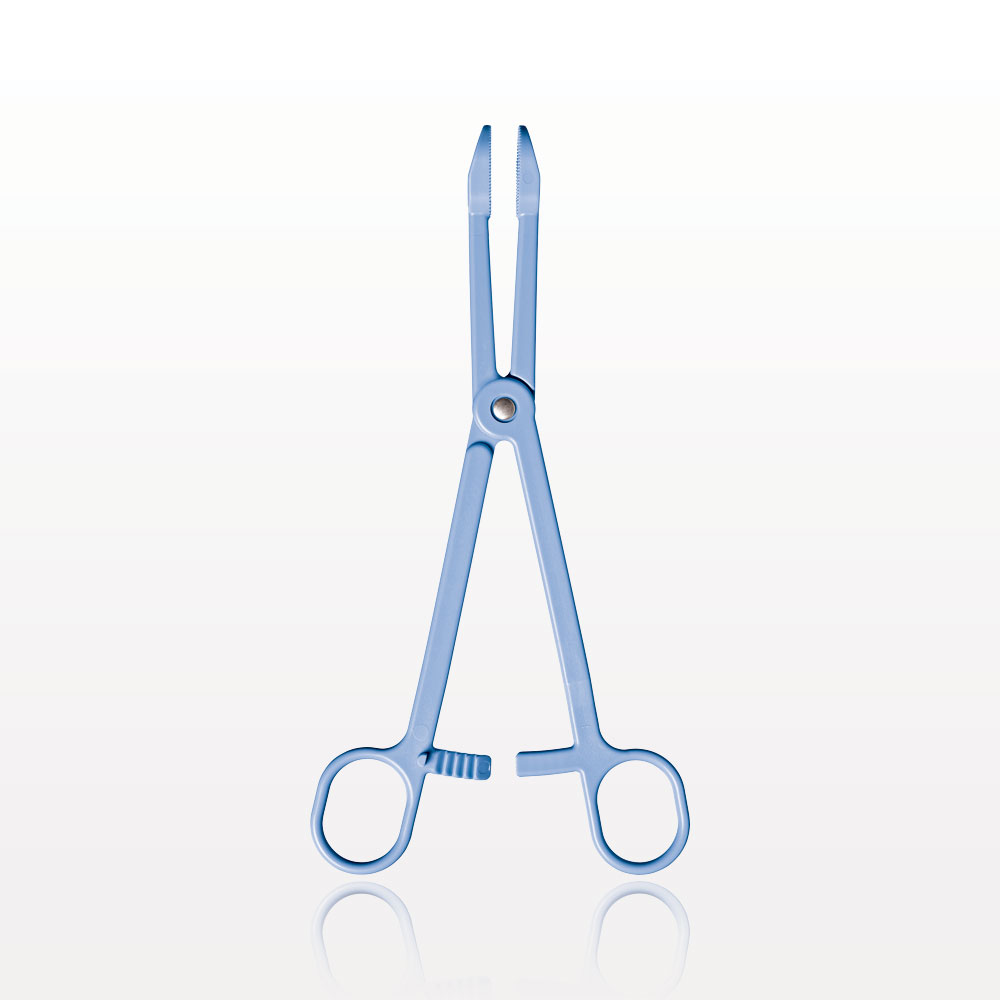 Single-Use Locking Forceps, Round Tips, Light Blue