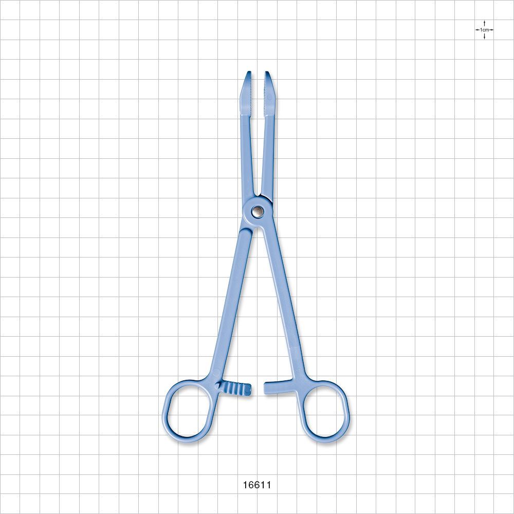 Single-Use Locking Forceps, Round Tips, Light Blue