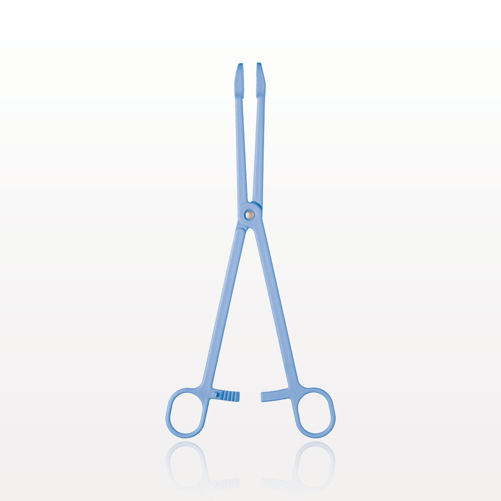 Single-Use Locking Forceps, Round Tips, Light Blue