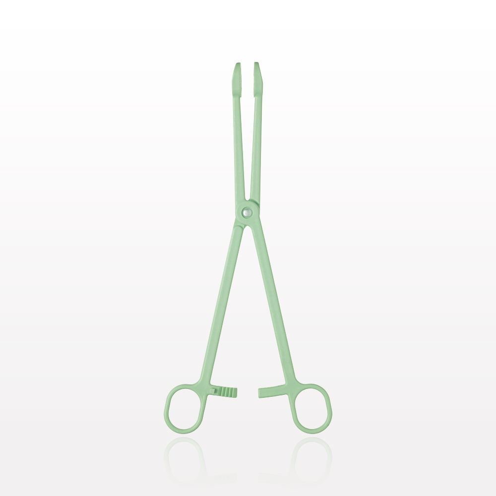 Single-Use Locking Forceps, Round Tips, Green
